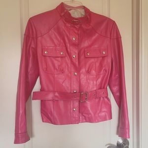 Italian belted leather moto jacket